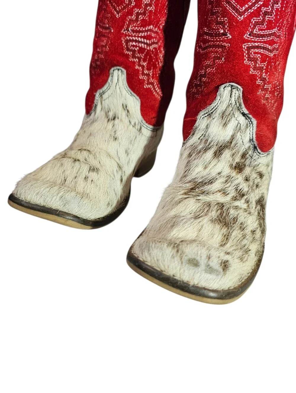 Rock'em Kids Cowhide Cowboy Boot - Red/White Size 1.5
